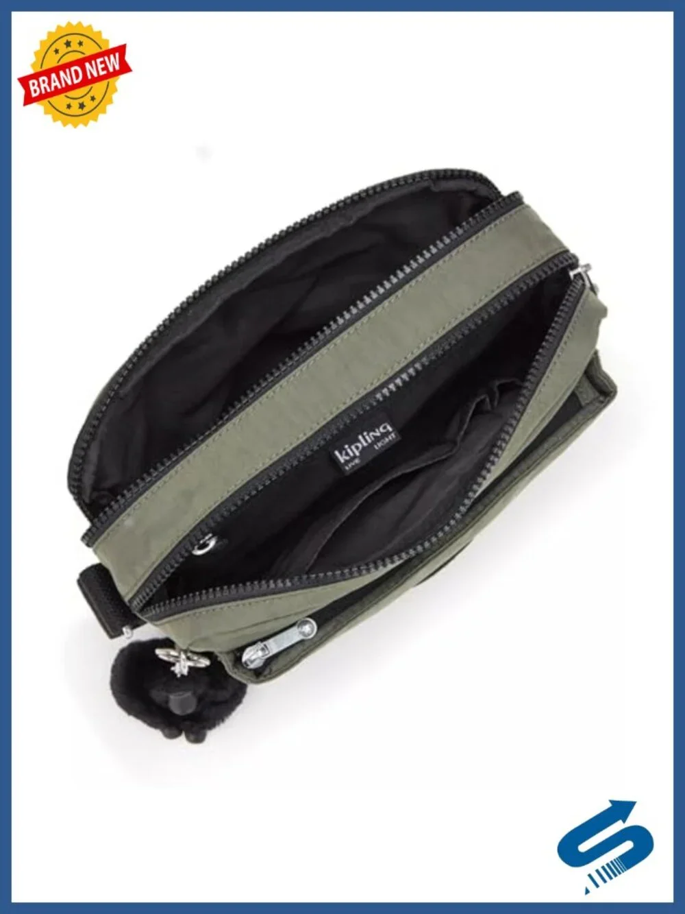 Lightweight Nylon Adjustable Crossbody Bag with Multiple Zip Pockets - Picture 4 of 6
